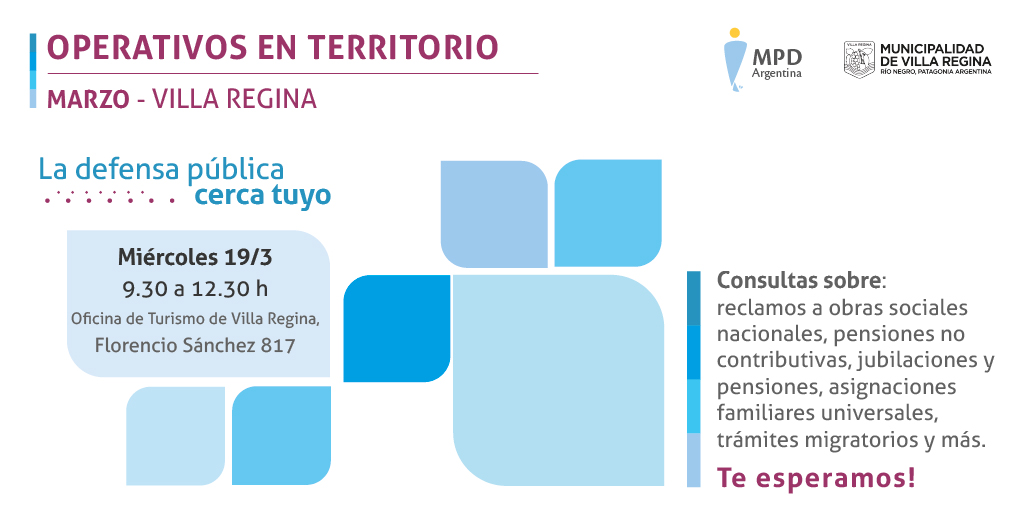 OPERATIVO TERRITORIAL "LA DEFENSA PÚBLICA CERCA TUYO" EN VILLA REGINA, RÍO NEGRO